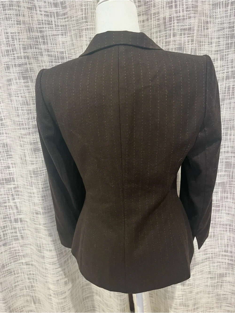 Brown Tailored 3 Button Wool Cashmere Blazer Size 4 Fitted Equestrian Academia
